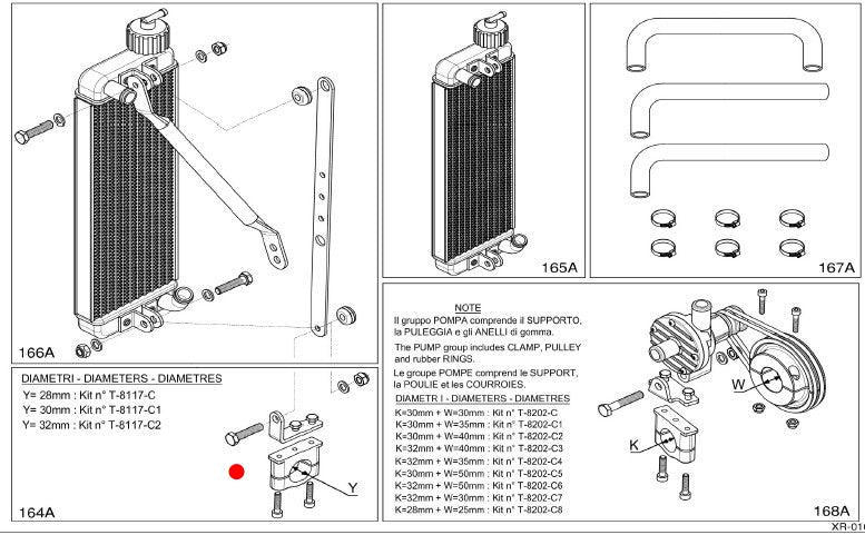 Kit SUPORTE + ABRAÇADEIRA RADIADOR (164A/ 555A/ 710A )