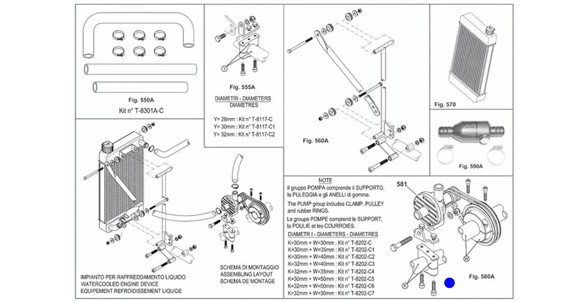 Kit SUPORTE + ABRAÇADEIRA RADIADOR (164A/ 555A/ 710A )