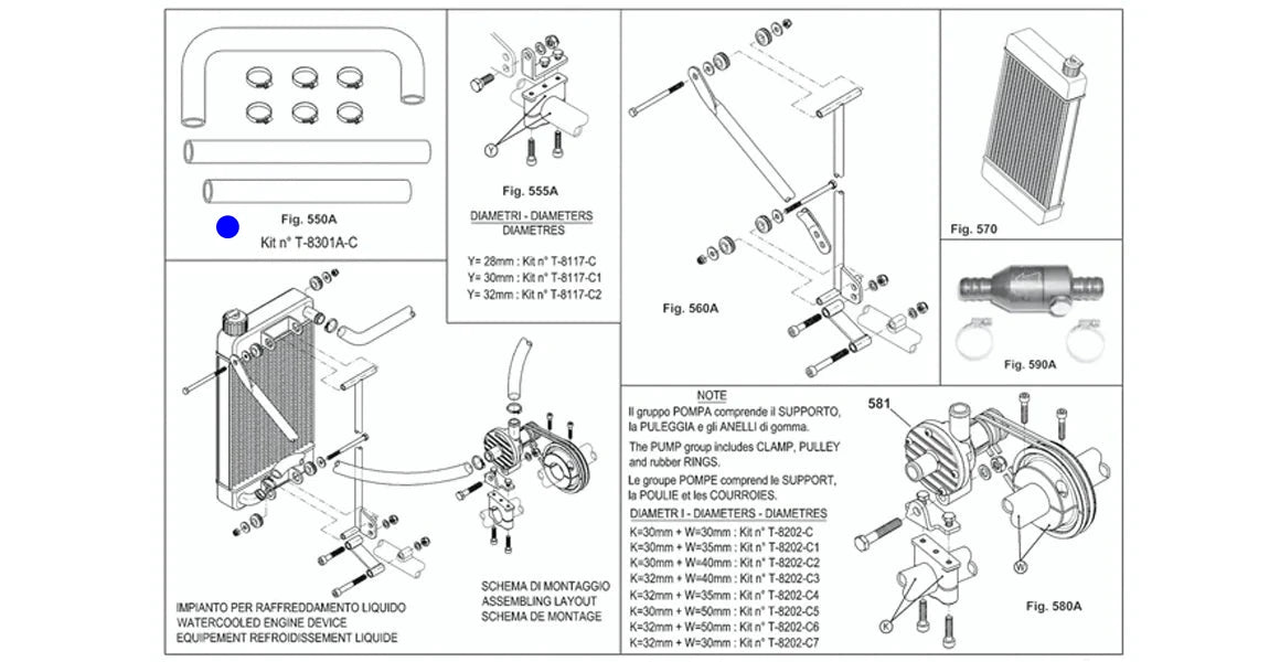 KIT TUBOS AZUIS RADIADOR (167 / 550A)